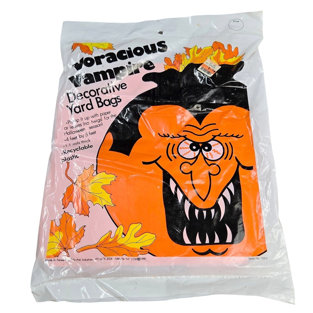 Vintage Halloween Poly-Pak 4x5ft Voracious Vampire Yard Bag 1990 Decor